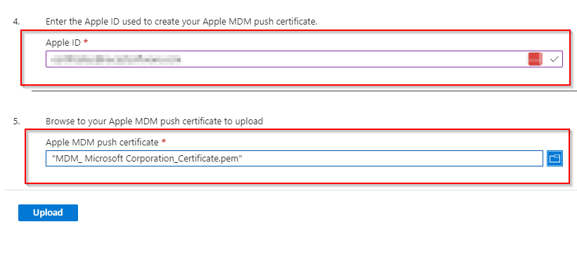 Enter Apple ID and upload new push certificate