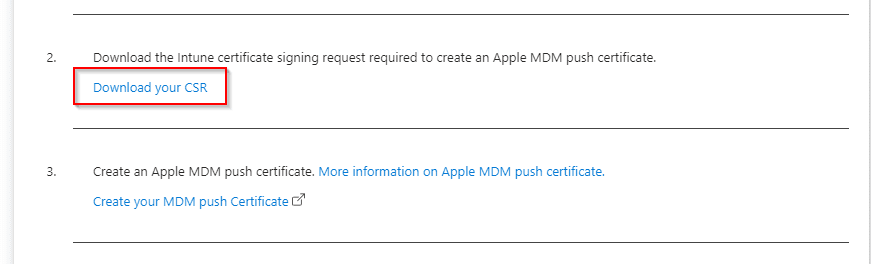 Renewing Your Apple MDM Certificate for Intune - download CSR