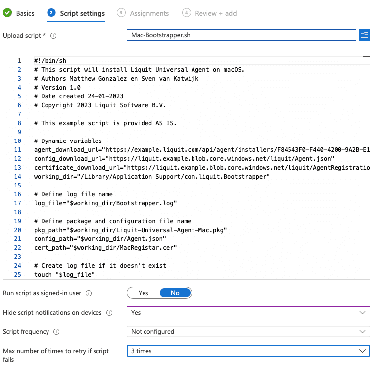 Enrolling macOS Machines in Microsoft Intune - Script Settings