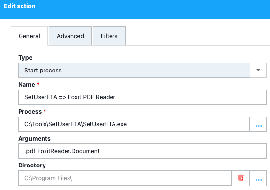 FSLogix App Masking with Microsoft - Foxit PDF general action details