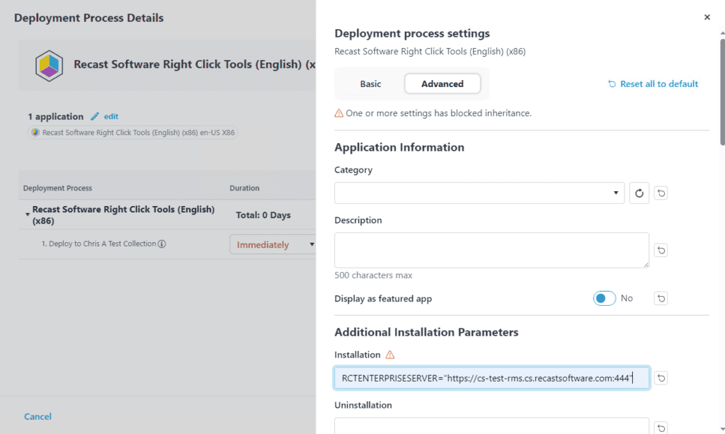 How to Deploy Recast Agent and Right Click Tools - Add syntax