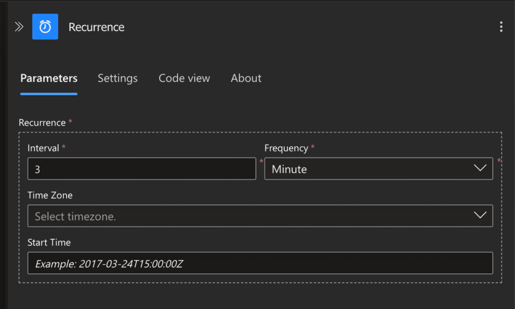 Azure Logic Apps - configure interval parameter 