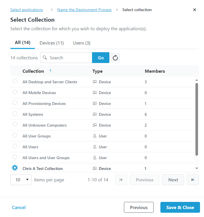 How to Deploy Recast Agent and Right Click Tools - select the collection