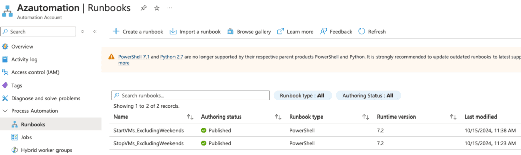 Minimize Azure AVD Costs - Runbooks