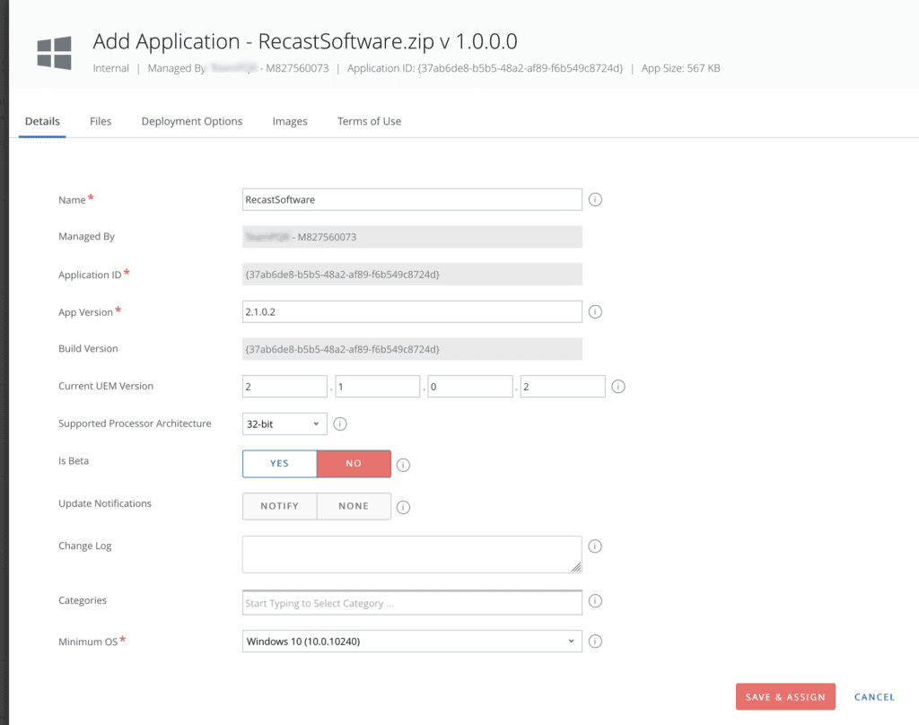 Enhancing Workspace ONE UEM with Application Workspace Deployments. Configure Application Details. 
Fill in the necessary details such as Name, Version, Description, and Category. 